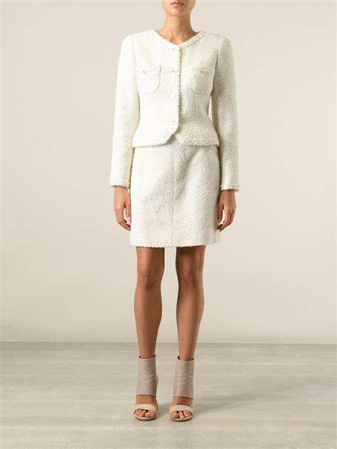 chanel tweed skirt and jacket|vintage chanel tweed suit.